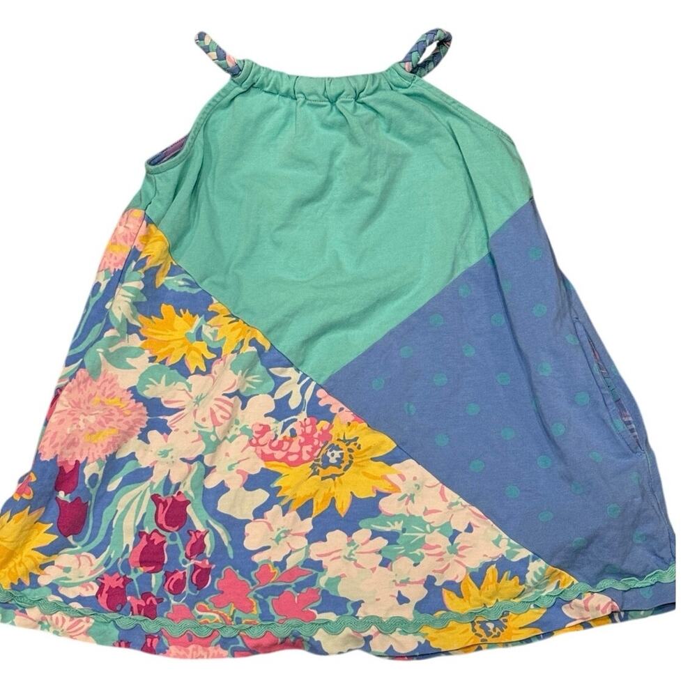Matilda Jane Dream Chasers Polka Dot Daisy Patchwork Halter Sundress Pockets 2T - Picture 2 of 5